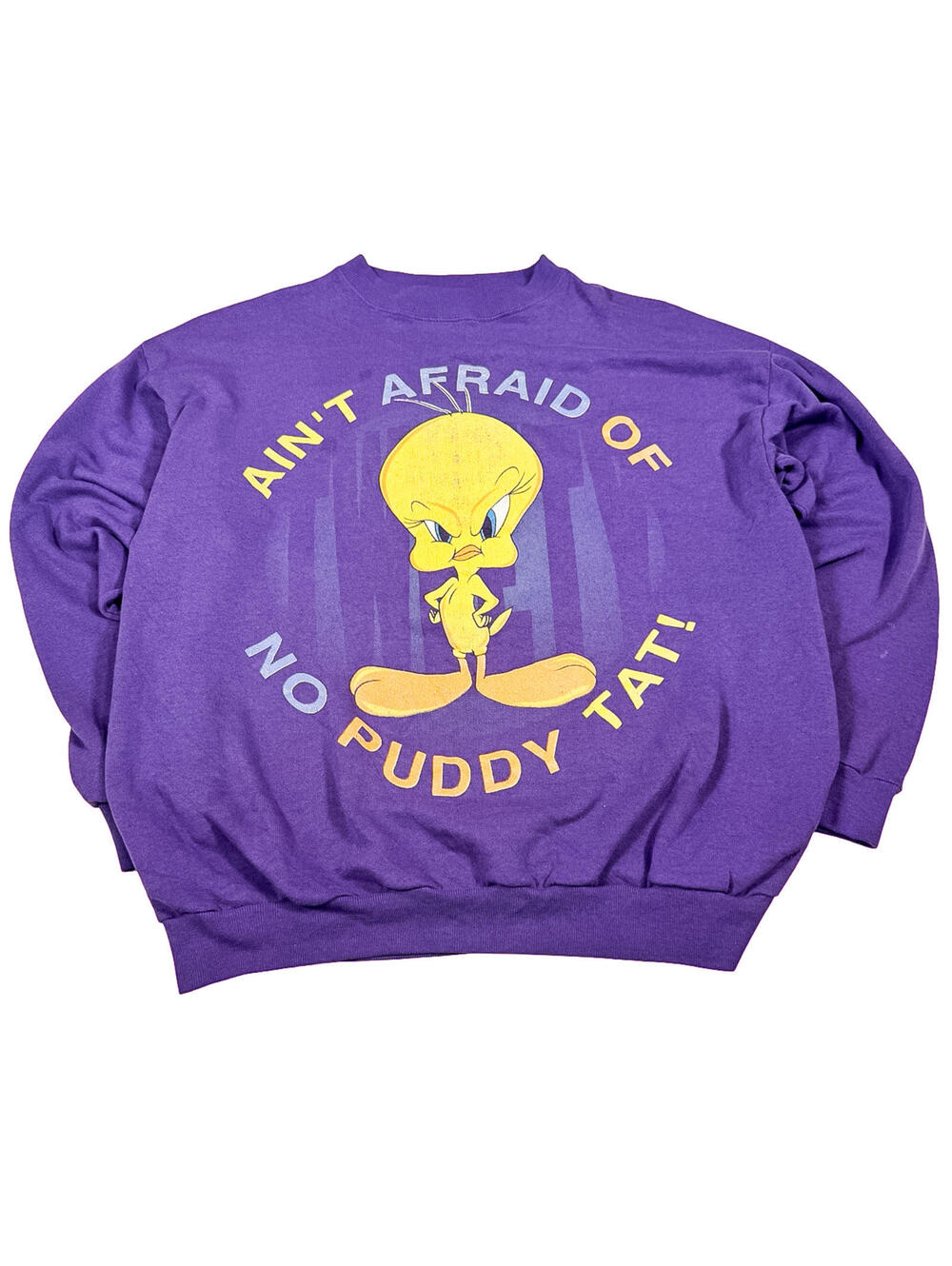Tultex Tweety Bird Purple Crewneck Sweatshirt Size L